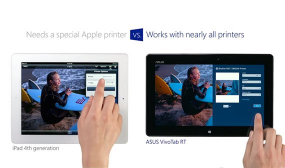 iPad vs. Windows 8 Tablet, die Zweite: Das iPad ist kleiner und benötigt Apple-Drucker
