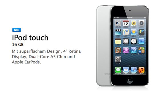 Neuer iPod touch von Apple: 4"-Display, 16 GB, ohne Rückkamera