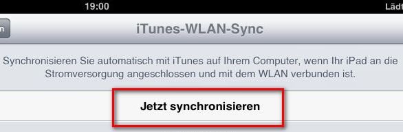 iPad iTunes WLAN Synchronisieren Option Screenshot