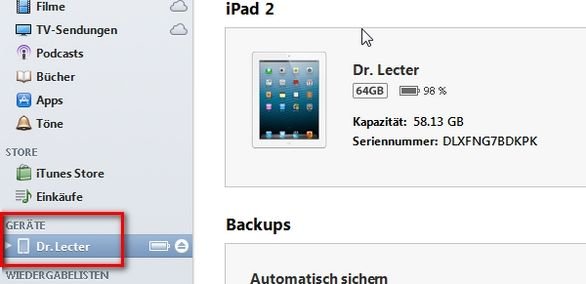 iTunes iPad verbinden