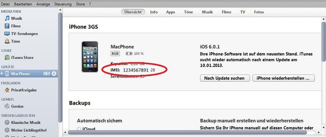 iTunes iPhone entsperren Screenshot