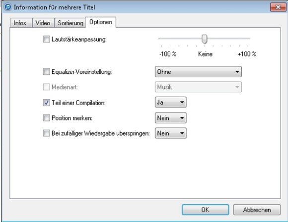 iTunes Teil einer Compilation Screenshot