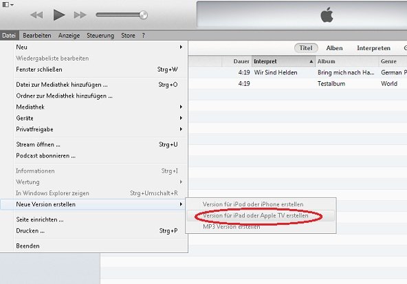 iTunes Video Converter Screenshot