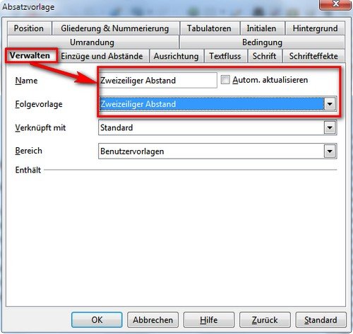 OpenOffice Zeilenabstand verwalten