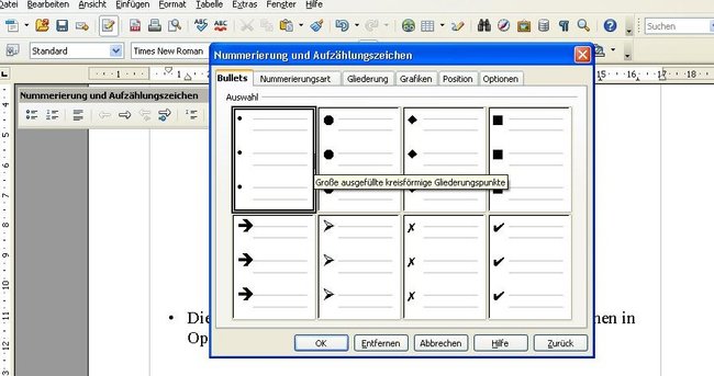 OpenOffice Aufzählungszeichen