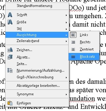 OpenOffice Blocksatz mit Tastatur