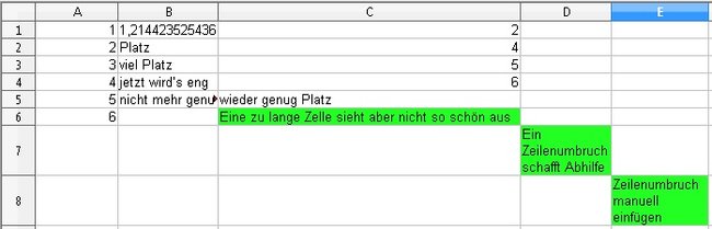 OpenOffice Calc Zeilenumbruch einfügen