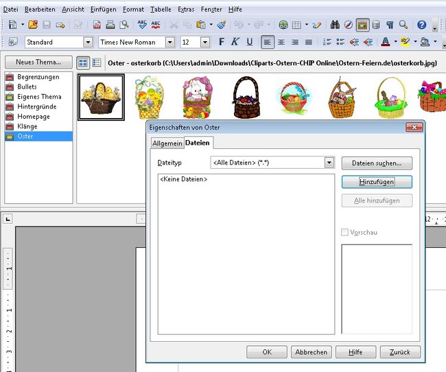 OpenOffice Cliparts Screenshot