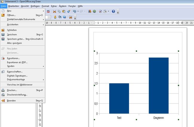 OpenOffice Diagramm exportieren Screenshot