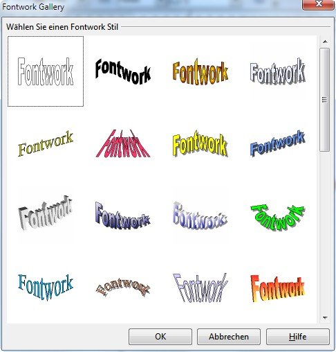 OpenOffice Draw Fontwork-Gallery