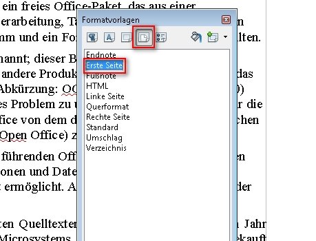 Howto Wie Man In Openoffice Die Erste Seite Anders Formatiert