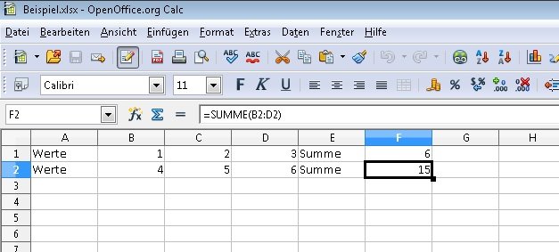 OpenOffice Excel anzeigen