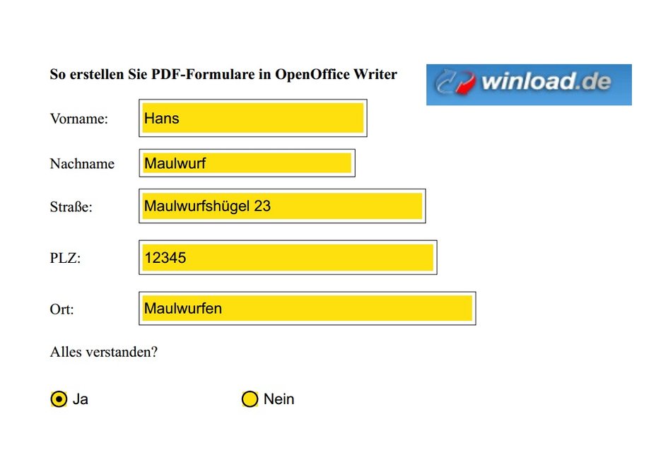 So kann man in OpenOffice PDF-Formulare erstellen
