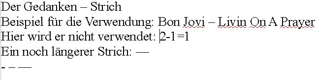 OpenOffice Gedankenstrich