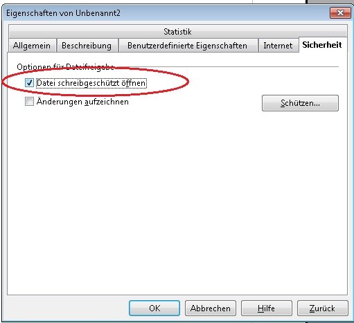 OpenOffice geschützte Position