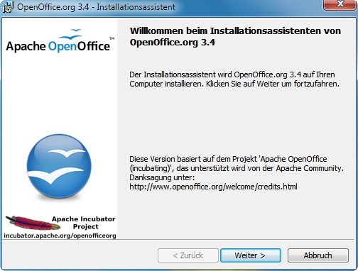 OpenOffice Installationsscreen