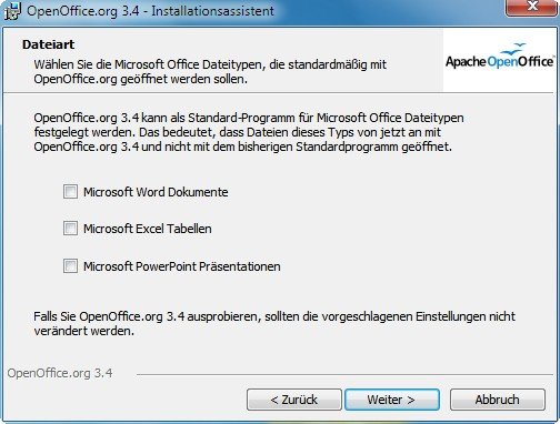OpenOffice Installationsassistent
