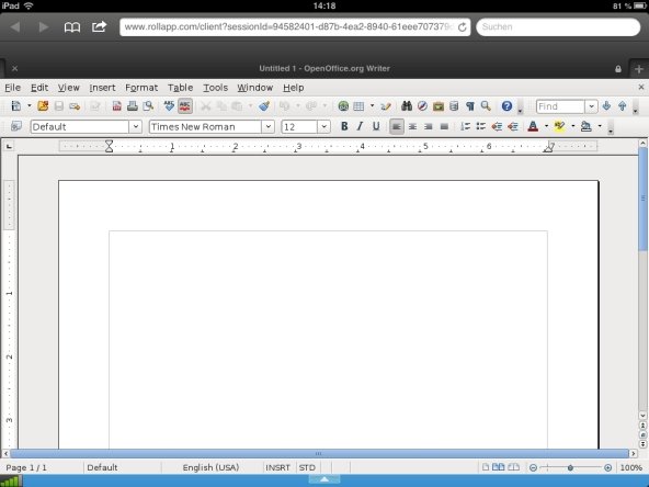 OpenOffice iPad Webapp  Screenshot