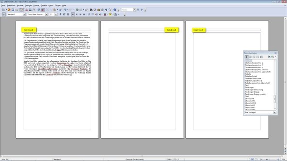 OpenOffice Kopfzeile unterschiedlich
