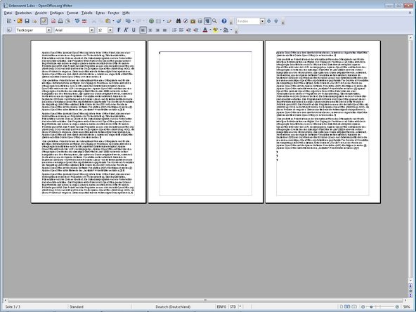 OpenOffice neue Seite Screenshot