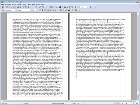 OpenOffice neue Seite - zwei Seiten
