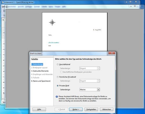 OpenOffice Brief Formen