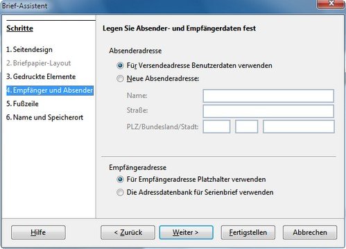 OpenOffice Brief Geschäft