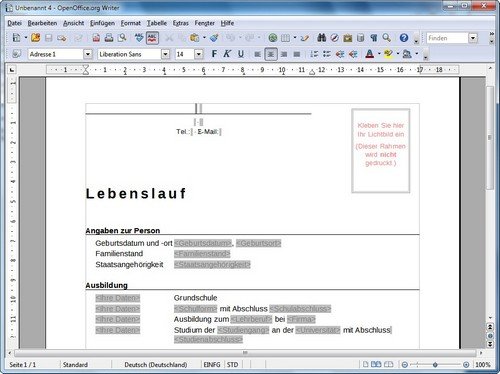 So Schreibt Man Mit Openoffice Einen Lebenslauf