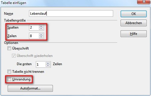 OpenOffice Lebenslauf gestalten