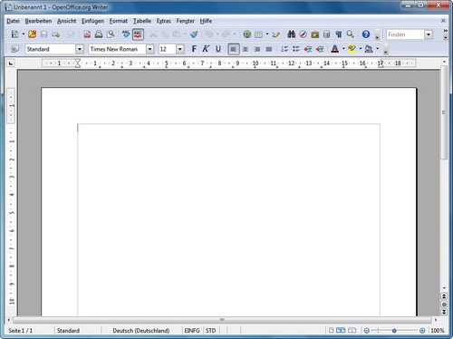 OpenOffice Writer Benutzeroberfläche