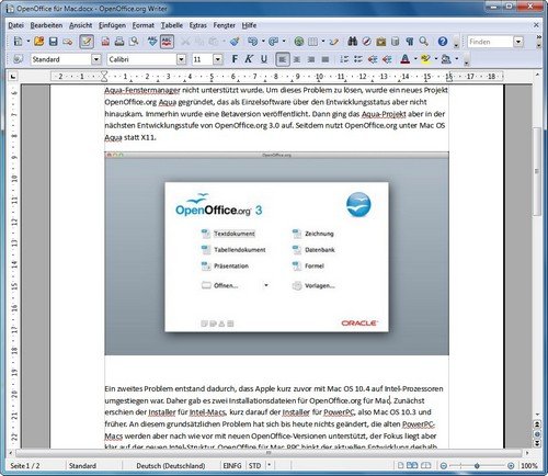 OpenOffice Writer Screenshot