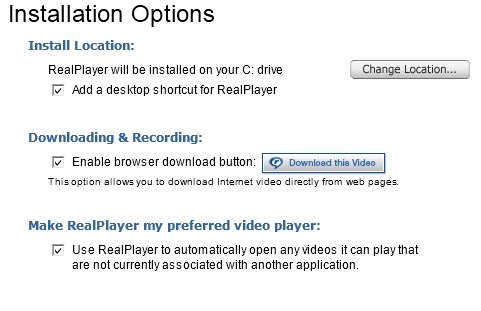 Google Chrome Realplayer Optionen Screenshot