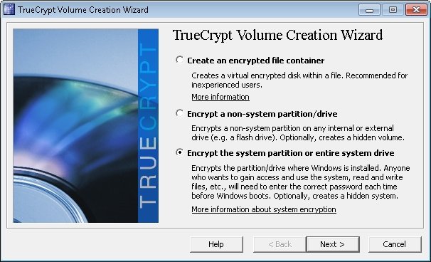 TrueCrypt Systermpartition Festplatte verschlüsseln