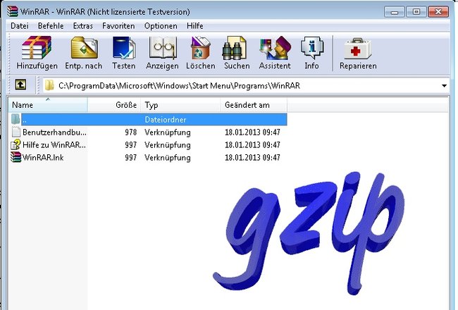 WinRAR TAR-GZ entpacken