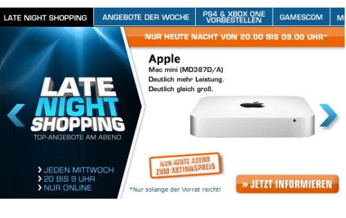 Apple Mac mini mit 2,5 GHz i5 im Late Night Shopping bei Saturn