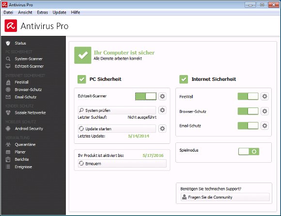 Avira Antivirus Pro ist Virenschutz aus Deutschland