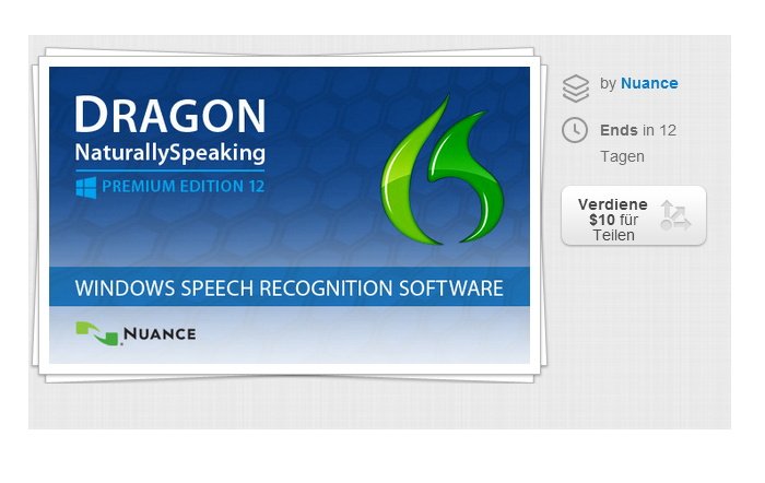 Dragon NaturallySpeaking Premium 12 für 74,65 Euro bei Stacksocial