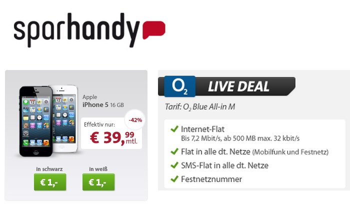 iPhone 5 mit Allnet-Flat für 39,99 Euro monatlich