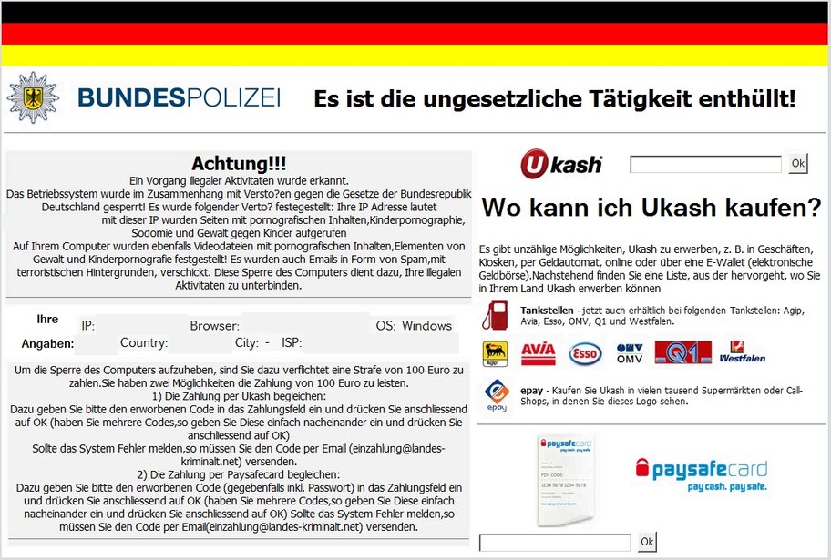 Bundespolizei Trojaner Ukash Screenshot