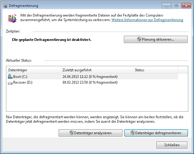 festplatte defragmentieren