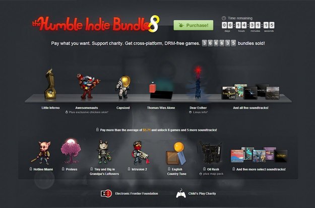 Humble Indie Bundle 8: Vier neue Titel hinzugefügt, 2 Millionen Umsatz erreicht