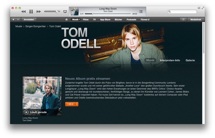 iTunes-Stream: Tom Odells neues Songwriter-Album kostenlos anhören