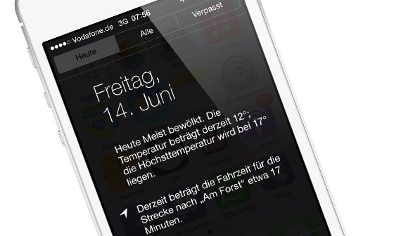 iOS 7 Mitteilungszentrale: Ich weiß, wohin du heute fährst