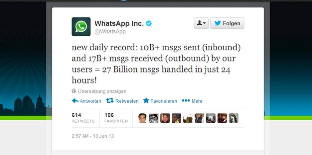 WhatsApp Nachrichten Rekord - 27 Milliarden Nachrichten pro Tag
