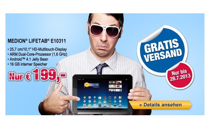 Medion LifeTab E10311 versandkostenfrei für 199,00 Euro