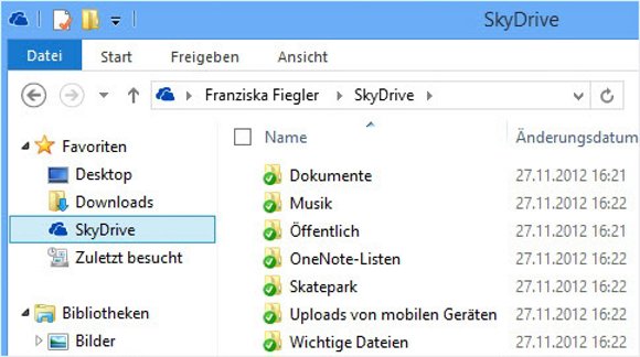 Der Microsoft SkyDrive 2013 Ordner Microsoft SkyDrive 2013 Ordner