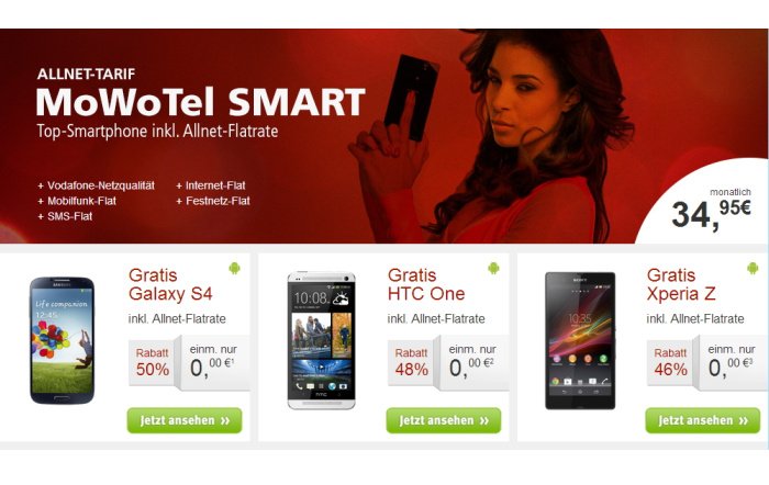 MoWoTel Allnet-Flat für 34,95 Euro monatlich mit Top-Smartphone gratis