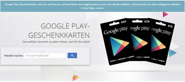 Google Play: Geschenkkarten-Store-Finder jetzt online