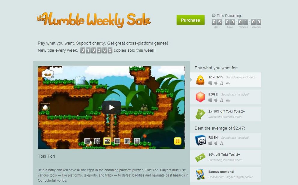 Humble Weekly Sale: Toki Tori & Edge im Angebot