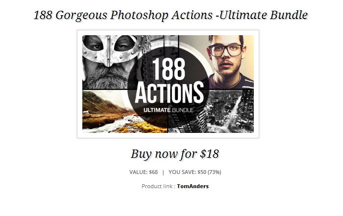 188 Gorgeous Photoshop Actions -Ultimate Bundle für ca. 14 Euro